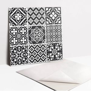 Tulup PVC Tegels - Zwart-Witte Portugese Tegels Vinyl Tegels - 30 cm x 30 cm - Zwart en Wit Zelfklevende Vinyltegels - 9 stuks - Vintage Plaktegels - Vloer Tegels PVC - Plaktegels keuken en Badkamer