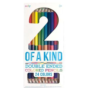 Ooly - 2 Of A Kind Double-Ended Colored Pencils - Een Set Van 12 Dubbelzijdige Kleurpotloden - Elk Potlood Heeft Een Andere Kleur Aan Beide Uiteinden - In Totaal 24 Kleuren - Voorgeslepen Punten - Niet-Giftig - Geschikt Voor Kinderen Vanaf 3 Jaar