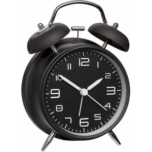 TFA 60.1025.01 - Wekker - Analoog - Stil uurwerk ""Sweep"" - Alarm - Metaal - Glas - Achtergrondverlichting - Zwart