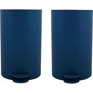 MSV Pedaalemmer - 2x - kunststof - marine blauw - 3L - klein model - 15 x 27 cm - Badkamer/toilet