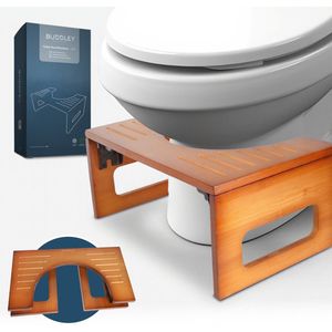 BUDDLEY® Toiletkrukje Bamboe Inklapbaar - Luxe WC Krukje - Toilet Squatty hout - Potty Toilet Krukje Peuter - Opstapkrukje - Opstapje voor Kinderen - WC Krukje Volwassenen Bamboo - WC Krukje voor de juiste houding