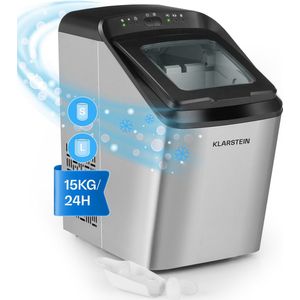 Partytime ijsblokjesmachine helder ijs 15kg/24h rvs zilver