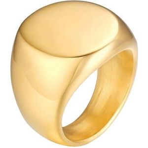 Stalen heren ring Mendes Ronde Zegel Goudkleurig-18mm