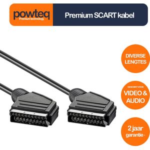 Powteq 2 meter premium SCART kabel - Audio & Video - Standaard SCART aansluiting