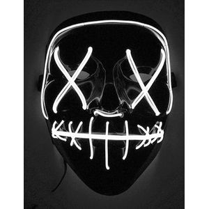 Vegaoo - Lichtgevend wit licht led masker voor volwassenen