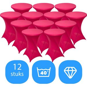 Statafelrok Roze x 12 – ∅80-85 x 110 cm – Statafelhoes Stretch 12 Stuks – Tafelhoezen voor Statafel Sta Tafel Hoes | Staantafelhoes - Geschikt voor Horeca Evenementen | Cocktailparty | Trouwerij