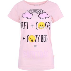 Abrikozenkleurig slaapshirt voor dames met EMOJI-emoticon-motief
