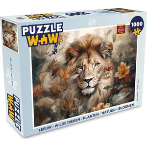 Puzzel Leeuw - Wilde dieren - Planten - Natuur - Bloemen - Legpuzzel - Puzzel 1000 stukjes volwassenen