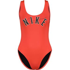 Nike badpak Dames model U-Back One Piece - RoodOranje/Zwart - Maat XL