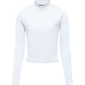 ONLY KOGLINEA LIFE L/S SHORT TOP JRS Meisjes T-shirt - Bright White - Maat 122/128