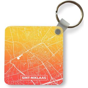 Sleutelhanger - Uitdeelcadeautjes - Stadskaart - België - Sint-Niklaas - Oranje - Plastic