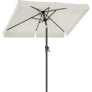 Rootz Beige stalen frame parasol - parasol - buitenscherm - polyester stof - 200 cm x 150 cm - 220 cm hoogte - 38 mm paal - lichtgewicht 4,3 kg - inclusief instructies