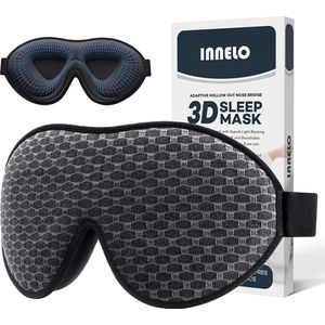INNELO Masque de Sommeil,Masque de Nuit Homme/Femme, Respirant Confortable 3D avec orbites profondes et coussinets nasaux surélevés, 100％ Anti-Lumière pour les yeux pour Voyage, Gris