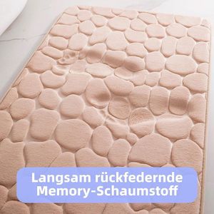 Badmat van traagschuim, badmat, traagschuim, douchemat, absorberend, badkamertapijt, douchemat, decoratieve vloermat, antislipmat voor badkamer, woonkamer, 40 x 60 cm, beige