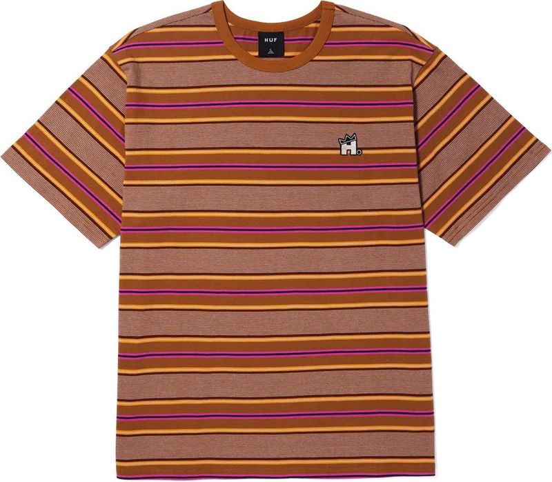 HUF Vernon Relaxed Knit Casual T-shirt Heren Bruin dessin M