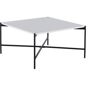Salontafel Drop® Delaney - kleur wit - mdf tafelblad met zwart metalen onderstel - 80 x 80 x42 cm