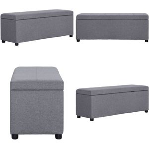 vidaXL Bankje met opbergvak 116 cm polyester lichtgrijs - Bank - Banken - Bankje - Bankjes