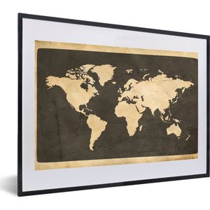 Fotolijst incl. Poster - Wereldkaart - Vintage - Marmer - 60x40 cm - Posterlijst
