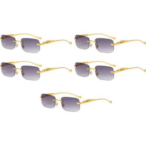 Gouden bril zonder sterkte - goud/ocean - 5 stuks - Festival bril / Hippie bril / Rave zonnebrilbril / Techno bril / Feestbril / Caranaval bril / accessoires / heren / dames / carnavalskleding / carnavals / verkleed