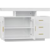 LED-dressoir, buffetkast, 120 cm grote koffiebarkast, ladekast, dressoir voor in de woonkamer, hoogglans keukenkast met 16-kleurige verlichting voor de eetkamer (wit)