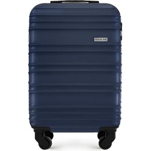 Cabinekoffer, 55 x 35 x 20 cm, 32 l, reiskoffer, handbagage, harde schaal van ABS, vier 360°-spinner-wielen, cijferslot, telescoopgreep, maat M, zwart, donkerblauw, koffer