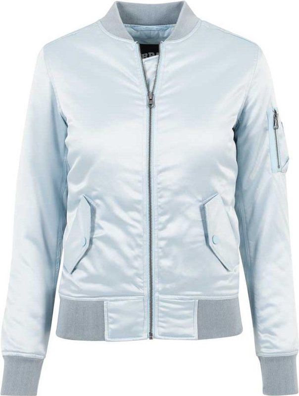 Urban Classics Damen Bomber Jacke Ladies Satin Bomber Jacket Baby Blue-XS