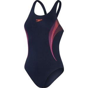 Speedo Placement Muscleback Marine/Roze Dames Sportbadpak - Maat 42