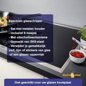 professionele Glaskrabber, Glasschraper - Inclusief 9 mesjes met metalen houder verwijdert gemakkelijk verf, lijm of stickers van glas of een glazen oppervlak