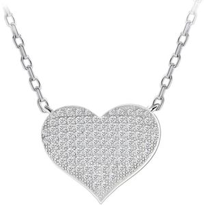 Juwelier Zwartevalk - Zilveren (gerhodineerd) ketting met hart 25.267--