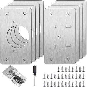 Famanu Scharnier reparatieset, kast, scharnier, reparatieplaat, 8 stuks voor kasten, roestvrij stalen scharnier, reparatieset, 9 x 5 cm, geschikt voor kast, meubels, lade, raam