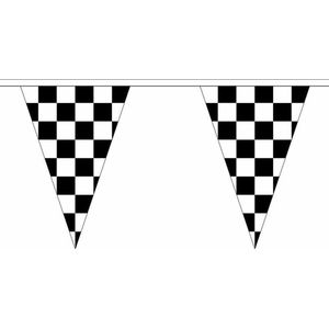Polyester vlaggenlijn finish 15 meter - Race thema feestartikelen - Race vlaggen