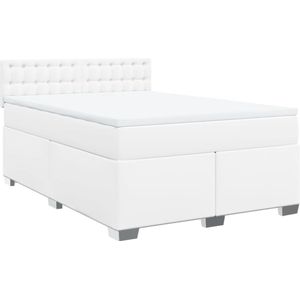 vidaXL - Boxspring - met - matras - kunstleer - wit - 160x200 - cm