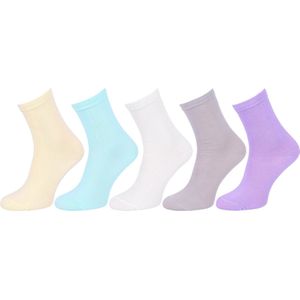 5 paar - Kleurrijke, gladde, lange sokken voor dames / 37-42