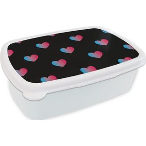Broodtrommel Wit - Lunchbox - Brooddoos - Liefde - Roze - Blauw - Valentijn - 18x12x6 cm - Volwassenen