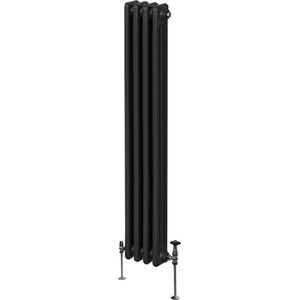 Monster Shop Traditionele Stijl 3 Kolom Verticaal Radiatoren - 1800 x 202mm - Hoogwaardig Carbon Staal - Hoge BTU Warmte Output - Inclusief Bevestigingskit & Borstel - 15 Jaar Garantie - Zwart