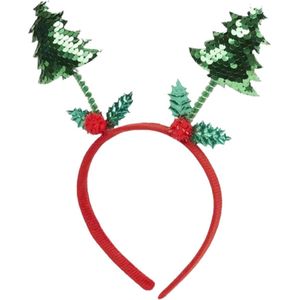 Kerstdiadeem - Model Kerstboom - Rood / Groen / Glitter /Faux Fur - Foute Kerst Diadeem - Kerstmis