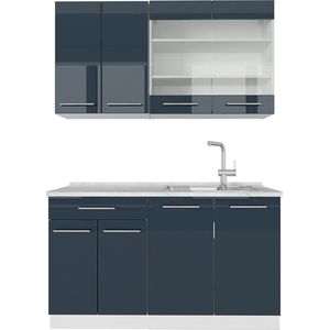 Vicco Fame-Line Keukenblokken – 190 x 60 cm , WB Marmer Donkerblauw hoogglans/wit , WB Marmer