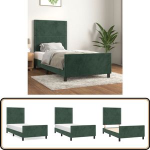 vidaXL Bedframe 90x190 cm Fluweel Donkergroen Bed Frame - Tweepersoonlig Bed - Donkere Kleuren - Velvet Bed - Houten Bed