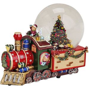 Muziekdoos - Sneeuwbol - Locomotief Kerst - 22x12x18 cm