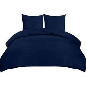 Bedding Dekbedovertrek Set - Zachte Microvezel Dekbedovertrek 200x200cm met Kussenslopen 80x80cm - Beddengoed Dekbedovertrek Set - Marineblauw