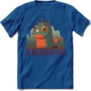 Monster van Purrkenstein T-Shirt Grappig | Dieren katten halloween Kleding Kado Heren / Dames | Animal Skateboard Cadeau shirt - Donker Blauw - M