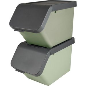 Sunware Sigma home Prullenbak Stapelbaar - 30L - Set van 2 - Groen