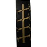 Hangend wijnrek 4 flessen - 20x13x65 - Zwart/goud - Mangohout/metaal