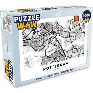 Puzzel Kaart - Rotterdam - Nederland - Legpuzzel - Puzzel 1000 stukjes volwassenen