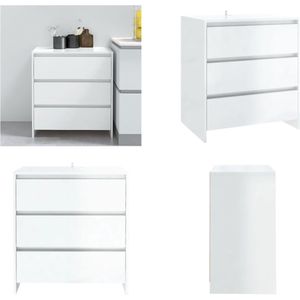 vidaXL Dressoir 70x41x75 cm spaanplaat hoogglans wit - Dressoir - Dressoirs - Buffetkast - Opbergkast