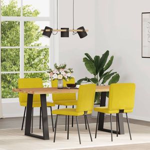 vidaXL Eetkamerstoelen - 4 stuks - Fluweel - Geel Eettafelstoel - Eetkamerstoel - Velours Stoel - Gele Stoel - Comfortabele Stoel