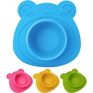 Baby- en kinderkom bord, antislip- en kantelbord, blauwe teddybeer