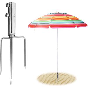 Gazondoorn voor parasol, spies, grondpen, parasolhouder vloer, parasolstandaard strand, voor parasol/tuinscherm/visparaplu, wit