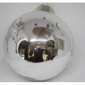 Kerstbal GLAS met LED verlichting Zilver 10 cm Ø