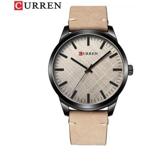 Curren Mannen Horloge Ø 50 - Met Datumaanduiding - Bruin/Bruin - Kunstleer - Inclusief Horlogedoosje